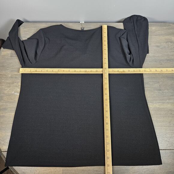 Talbots Womens Blouse Black Split Neck Pullover Stretch Blouson Sleeve Size XL - Picture 5 of 5